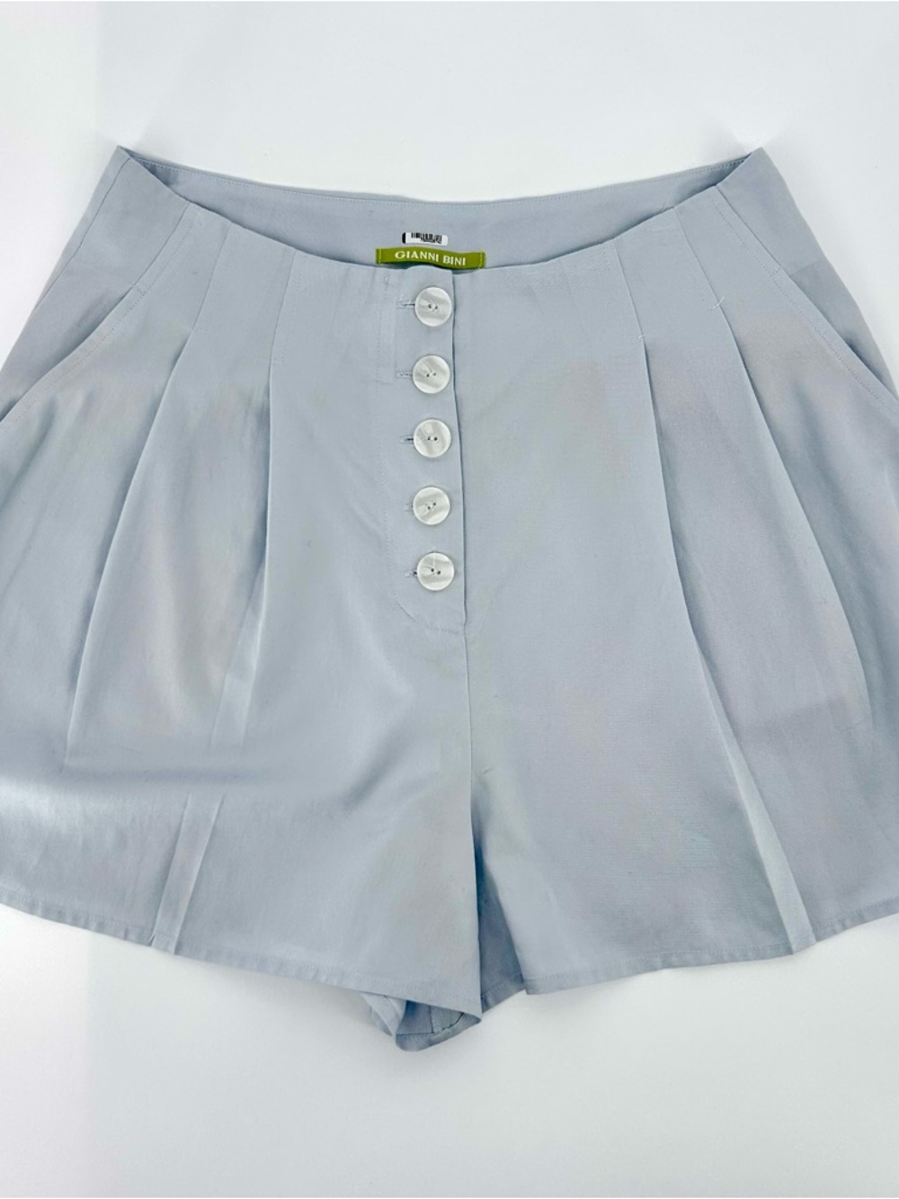 Gianni Bini Blue Skort Pleated Skirt Shorts High Rise Button Front Skort